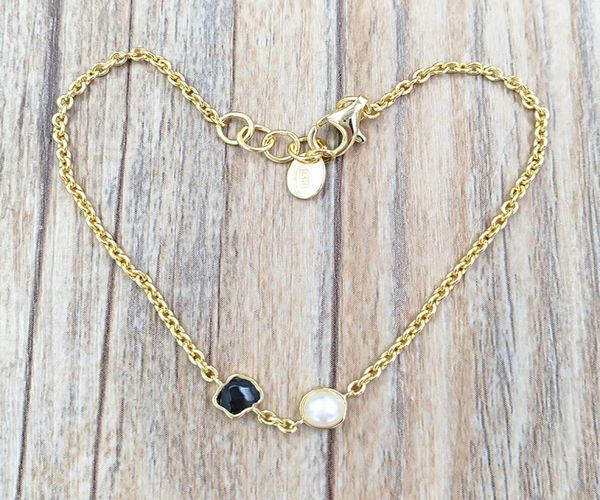 glory bracelet in gold vermeil with onyx and pearl authentic 925 sterling silver bracelets fits european bear jewelry style gift a1739963, Golden;silver
glory bracelet in gold vermeil with onyx and pearl authentic 925 sterling silver bracelets fits european bear jewelry style gift a1739963, Golden;silver