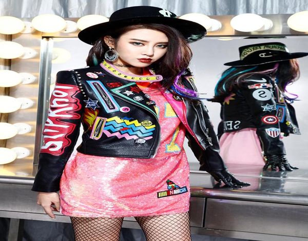 lordlds new women autumn punk leather jacket cropped fashion letter printing pattern leather coat outwear 20181238664, Black
lordlds new women autumn punk leather jacket cropped fashion letter printing pattern leather coat outwear 20181238664, Black