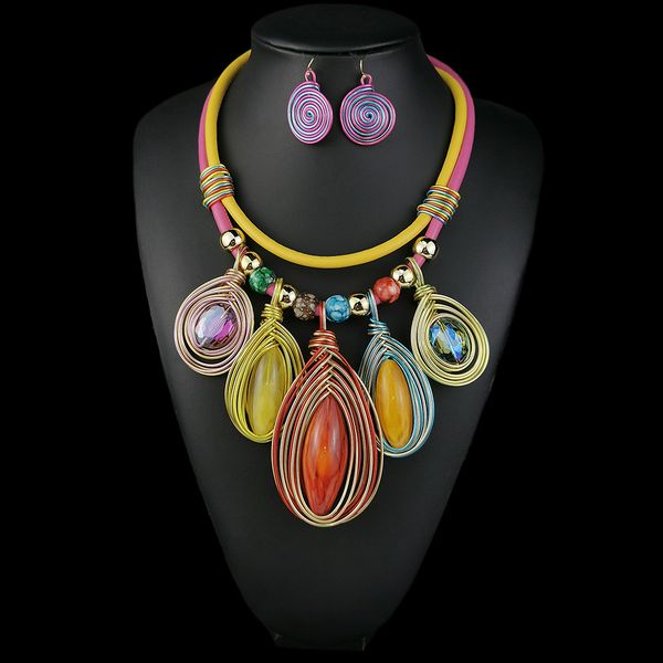 wedding jewelry sets bohemian for women colorful resin crystal leather chain chokers statement necklaces set with metal earrings fashion 230, Slivery;golden
wedding jewelry sets bohemian for women colorful resin crystal leather chain chokers statement necklaces set with metal earrings fashion 230, Slivery;golden