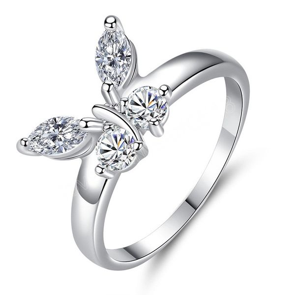 new creative minimalist animal ring crystal butterfly ring for women's valentine's day gift, Silver
new creative minimalist animal ring crystal butterfly ring for women's valentine's day gift, Silver