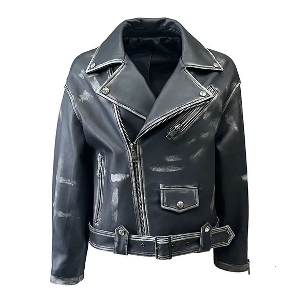 womens leather faux lady real sheepskin jacket fashion distress coat vintage spring autumn qg5535 230809, Black
womens leather faux lady real sheepskin jacket fashion distress coat vintage spring autumn qg5535 230809, Black