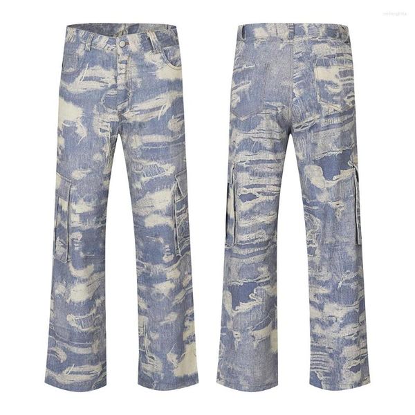 men's jeans tie dye patchwork multi-pockets cargos for men streetwear baggy casual vintage denim pants y2k oversize loose trousers, Blue
men's jeans tie dye patchwork multi-pockets cargos for men streetwear baggy casual vintage denim pants y2k oversize loose trousers, Blue