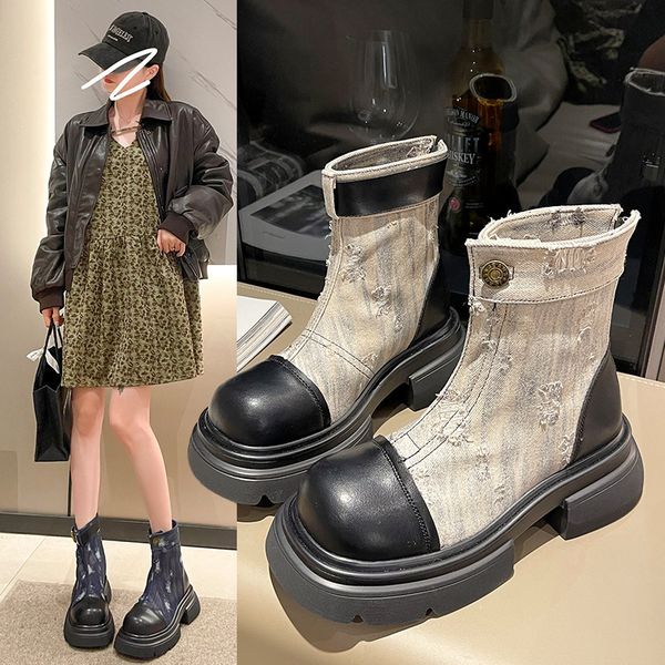 boots 2023 women's summer fried street worn denim motorcycle versatile short 230810, Black
boots 2023 women's summer fried street worn denim motorcycle versatile short 230810, Black