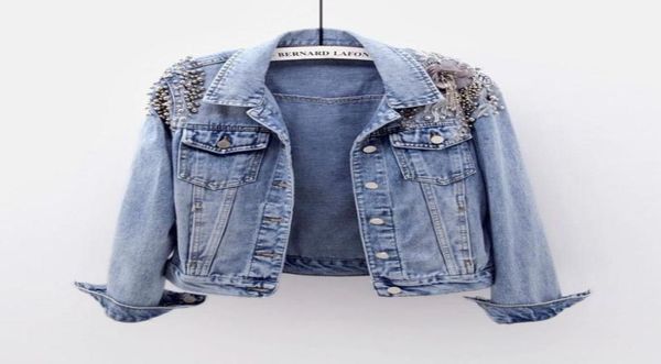 2020 autumn female denim jacket beaded short coats punk style embroidery long sleeve slim outwear streetwear women jean coats345868625514, Black;brown
2020 autumn female denim jacket beaded short coats punk style embroidery long sleeve slim outwear streetwear women jean coats345868625514, Black;brown