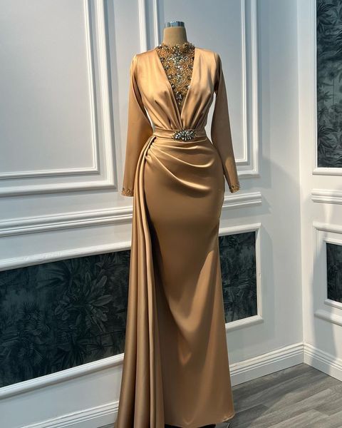 2023 gold mermaid prom dresses for women wear high neck long sleeves crystal beaded evening dress party gowns, Black
2023 gold mermaid prom dresses for women wear high neck long sleeves crystal beaded evening dress party gowns, Black