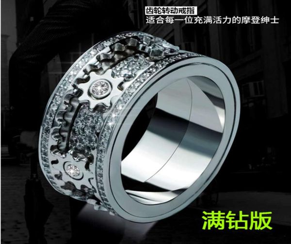 

cnc carved diamond drill tiktok gear ring men women the same ins dark and dark4090374, Black