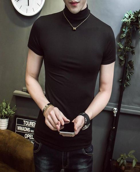 men short sleeve turtleneck slim fit tshirt male solid black white tees shirts lovers tshirt4998611, White;black
men short sleeve turtleneck slim fit tshirt male solid black white tees shirts lovers tshirt4998611, White;black