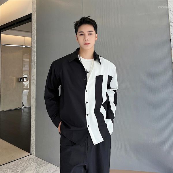 men's casual shirts syuhgfa 2023 autumn trend men fashion clothing personality contrast color long sleeve asymmetric striped shirt, White;black
men's casual shirts syuhgfa 2023 autumn trend men fashion clothing personality contrast color long sleeve asymmetric striped shirt, White;black