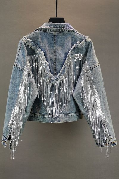 womens jackets jean jacket woman fringed sequined denim spring retro bf loose short jeans chaqueta chaquetas 230809, Black;brown
womens jackets jean jacket woman fringed sequined denim spring retro bf loose short jeans chaqueta chaquetas 230809, Black;brown
