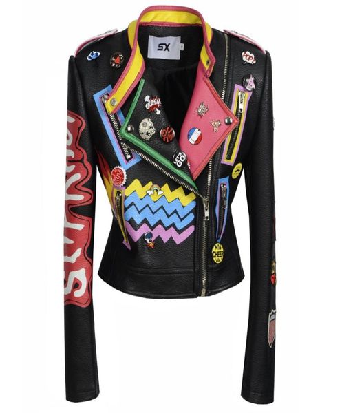 new women rivet beading pu leather jacket streetwear plus size 6xl 2021 faux punk leather jacket graffiti motorcycle outwear3223540, Black;brown
new women rivet beading pu leather jacket streetwear plus size 6xl 2021 faux punk leather jacket graffiti motorcycle outwear3223540, Black;brown