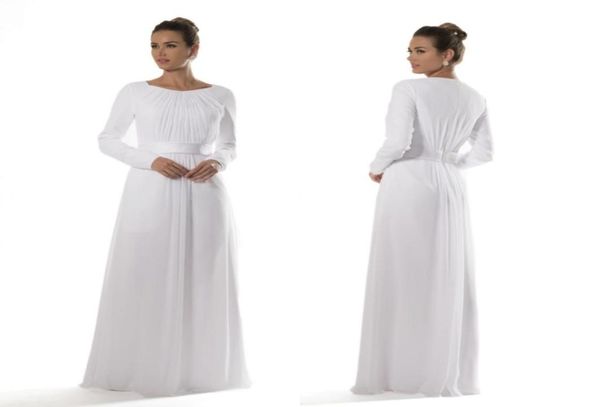 white chiffon temple modest bridesmaid dresses with long sleeves brides informal reception dresses aline floor length new custom 3636988, White;pink
white chiffon temple modest bridesmaid dresses with long sleeves brides informal reception dresses aline floor length new custom 3636988, White;pink