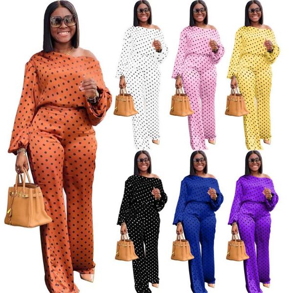 women039s two piece pants casual twopiece sets with dot printing skew neck lantern sleeve pullover high waist wideleg fa8992516, White
women039s two piece pants casual twopiece sets with dot printing skew neck lantern sleeve pullover high waist wideleg fa8992516, White