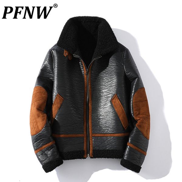 men's jackets pfnw autumn winter chic fur leather plush thickened jacket high street casual patchwork coats 12a6118 230810, Black;brown
men's jackets pfnw autumn winter chic fur leather plush thickened jacket high street casual patchwork coats 12a6118 230810, Black;brown