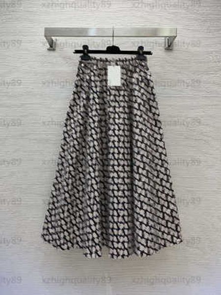 designer women skirt womens elegant short dresses luxury branded clothing cotton fabric all-over print high-waisted long half-skirt designer, Black