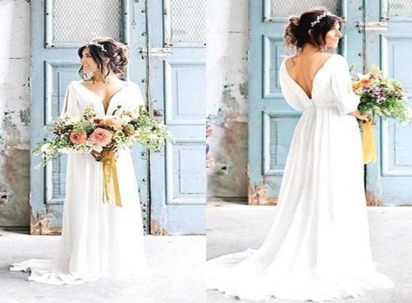 casual beach wedding dresses half sleeve deep v neck bakcless chiffon floor length bridal gowns vestidos de noiva custom size316883393866, White
casual beach wedding dresses half sleeve deep v neck bakcless chiffon floor length bridal gowns vestidos de noiva custom size316883393866, White