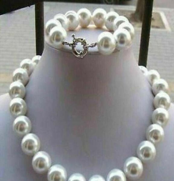 14mm white aaa south sea shell pearl round beads necklace bracelet set 180390394650144, Black
14mm white aaa south sea shell pearl round beads necklace bracelet set 180390394650144, Black