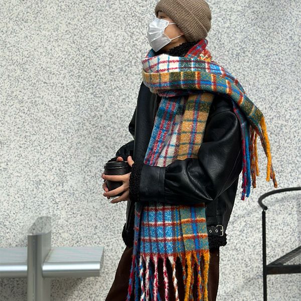 scarves vintage colorful plaid cashmere tassel scarf thickened warm winter casual korean scarf shawl pashmina mohair scarf for women men 230, Blue;gray
scarves vintage colorful plaid cashmere tassel scarf thickened warm winter casual korean scarf shawl pashmina mohair scarf for women men 230, Blue;gray