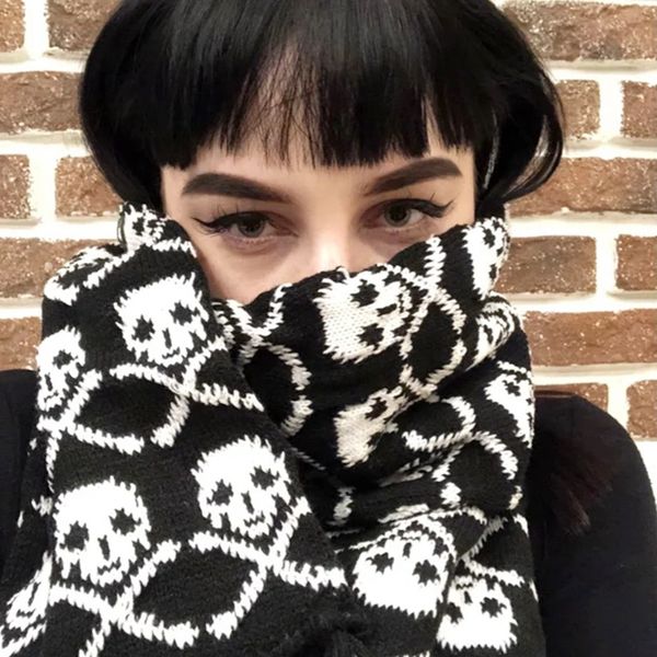 scarves gothic skull scarf winter knitted pashmina shawl black acrylic echarpe harajuku skeleton wrap with fringes for women men 230810, Blue;gray
scarves gothic skull scarf winter knitted pashmina shawl black acrylic echarpe harajuku skeleton wrap with fringes for women men 230810, Blue;gray