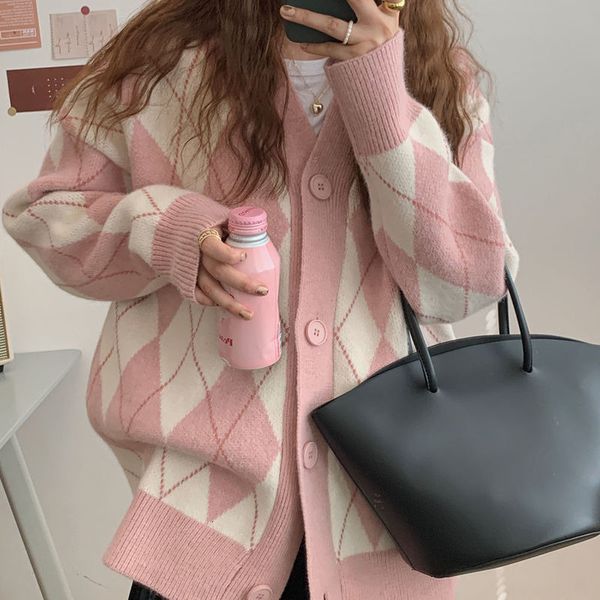 women's knits tees cardigan women knitted sweater argyle loose single breasted student lovely knitwear korean oversize winter 230810, White
women's knits tees cardigan women knitted sweater argyle loose single breasted student lovely knitwear korean oversize winter 230810, White
