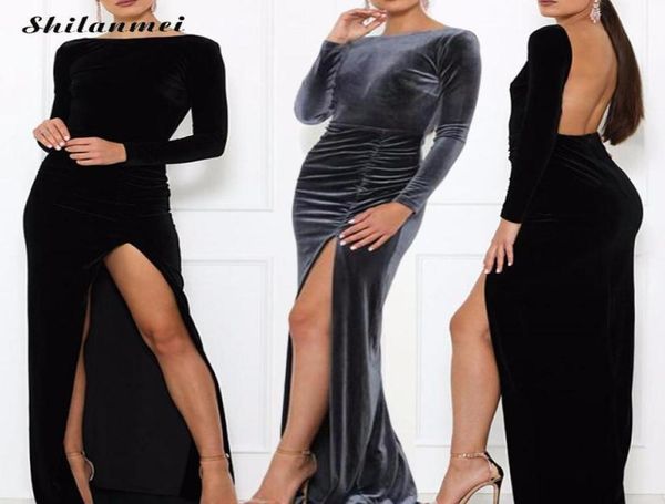 casual dresses velvet evening party women long sleeve high slit dress elegant womens floorlength formal vestidos black9584718, Black;gray
casual dresses velvet evening party women long sleeve high slit dress elegant womens floorlength formal vestidos black9584718, Black;gray