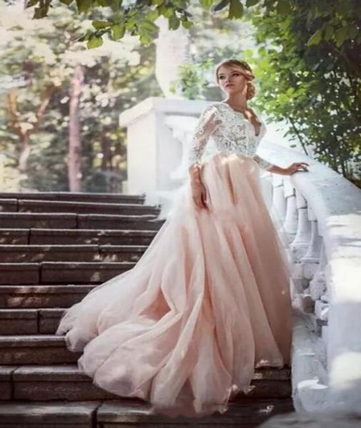 western country garden long sleeves wedding dresses backless deep v neck lace blush tulle chapel train aline 2017 plus size brida3158843, White
western country garden long sleeves wedding dresses backless deep v neck lace blush tulle chapel train aline 2017 plus size brida3158843, White
