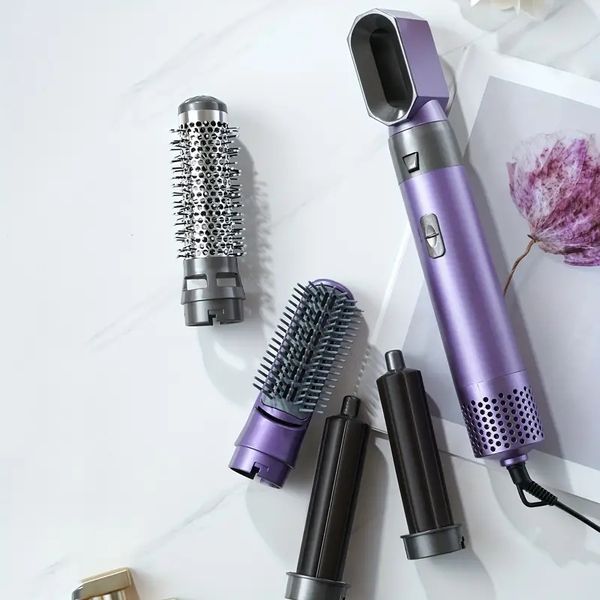 5-in-1 hair dryer brush with negative ionic technology and interchangeable brush heads - volumizer, straightener, and curler - professional-, Black
5-in-1 hair dryer brush with negative ionic technology and interchangeable brush heads - volumizer, straightener, and curler - professional-, Black