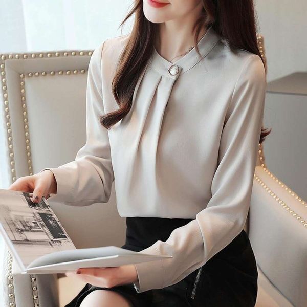 spring and autumn professional shirt for women with a sense of design korean long sleeved stained chiffon, White
spring and autumn professional shirt for women with a sense of design korean long sleeved stained chiffon, White