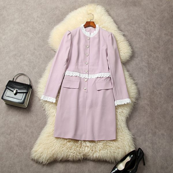 european and american women's clothing 2023 autumn new long sleeve lace stand collar purple buttons fashion dress, Black;gray
european and american women's clothing 2023 autumn new long sleeve lace stand collar purple buttons fashion dress, Black;gray