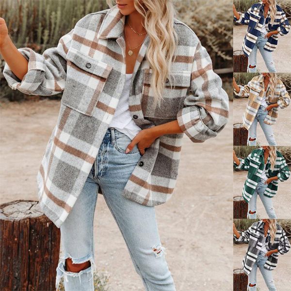 womens jackets autumnwinter european and american wear long sleeve polo collar loose plaid thickened woolen coat 230809, Black;brown
womens jackets autumnwinter european and american wear long sleeve polo collar loose plaid thickened woolen coat 230809, Black;brown