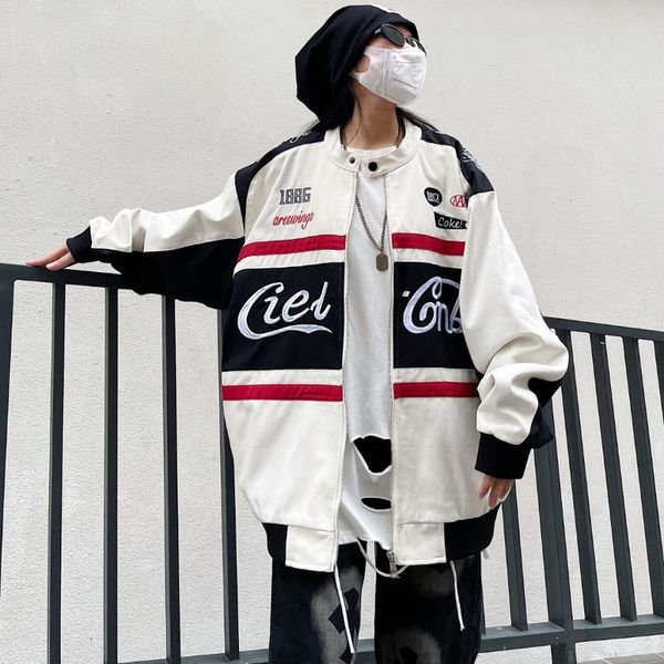 womens jackets letter embroidery trend collision color stitching design jacket female spring and autumn retro loose racing 230809, Black;brown
womens jackets letter embroidery trend collision color stitching design jacket female spring and autumn retro loose racing 230809, Black;brown