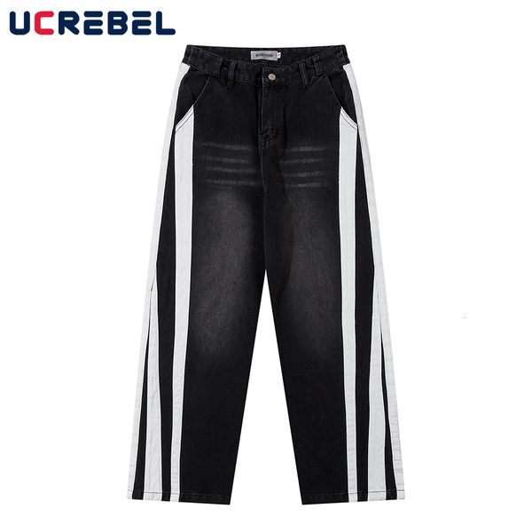 mens jeans side webbing denim pants high street washed spliced straightleg men loose 230809, Blue
mens jeans side webbing denim pants high street washed spliced straightleg men loose 230809, Blue
