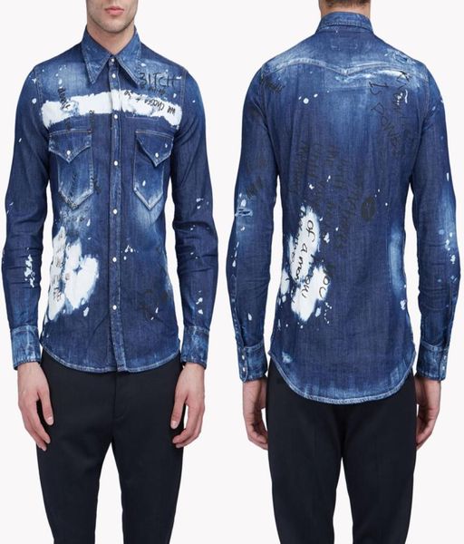 men graffiti painted damage shirt male long sleeve shirts casual solid color denim slim fit mens4607157, White;black
men graffiti painted damage shirt male long sleeve shirts casual solid color denim slim fit mens4607157, White;black