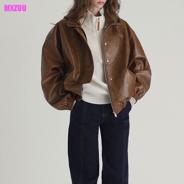 womens leather faux women cow coat bomber jacket spring autumn american vintage brown waxy pilot jackets oversize roupas femininas 230809, Black
womens leather faux women cow coat bomber jacket spring autumn american vintage brown waxy pilot jackets oversize roupas femininas 230809, Black