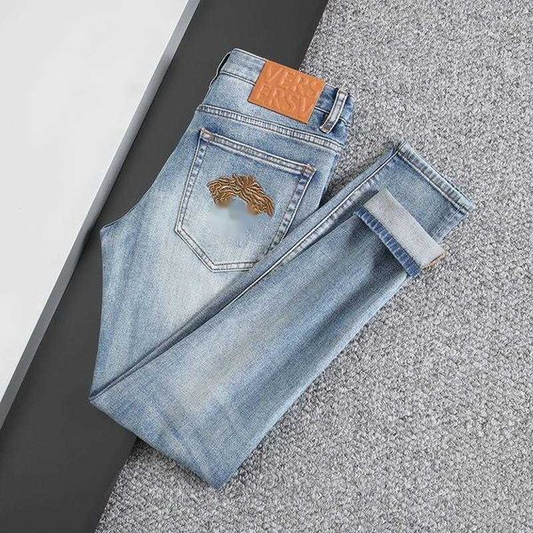 european size mens tight fitting jeans medus embroidered denim pants versa designer jeans fashion casual wear resistant pants 002, Blue
european size mens tight fitting jeans medus embroidered denim pants versa designer jeans fashion casual wear resistant pants 002, Blue