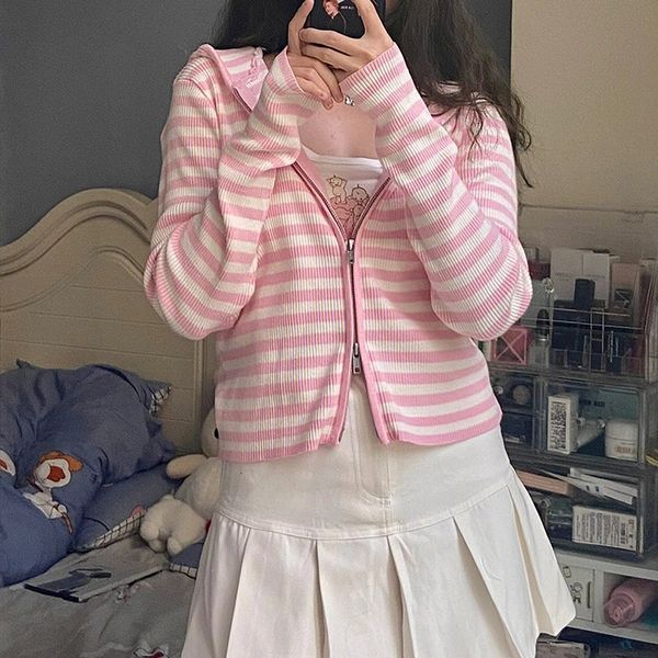 women's knits tees pink cardigan autumn winter 2023 stretchy striped knitted zipper hooded sweaters harajuku kawaii clothes 230810, White
women's knits tees pink cardigan autumn winter 2023 stretchy striped knitted zipper hooded sweaters harajuku kawaii clothes 230810, White