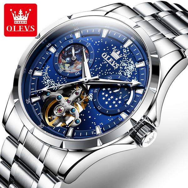 wristwatches olevs men's wristwatch brand automatic mechanical watch for man stainless steel deep waterproof moon phase starry dial 230, Slivery;brown
wristwatches olevs men's wristwatch brand automatic mechanical watch for man stainless steel deep waterproof moon phase starry dial 230, Slivery;brown