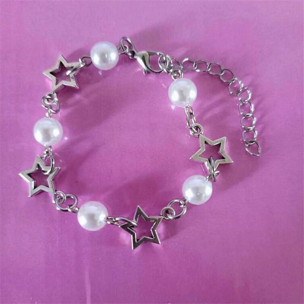 designer's popular punk hollow out pentagram bracelet imitation pearl bracelet with simple temperament and versatile personality,, Golden;silver
designer's popular punk hollow out pentagram bracelet imitation pearl bracelet with simple temperament and versatile personality,, Golden;silver