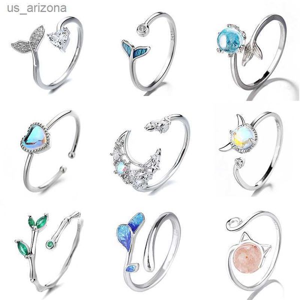 new fashion whale tale mermaid blue green leaf silver color finger rings stackable moon stone for women jewelry gift dropship l230620
new fashion whale tale mermaid blue green leaf silver color finger rings stackable moon stone for women jewelry gift dropship l230620