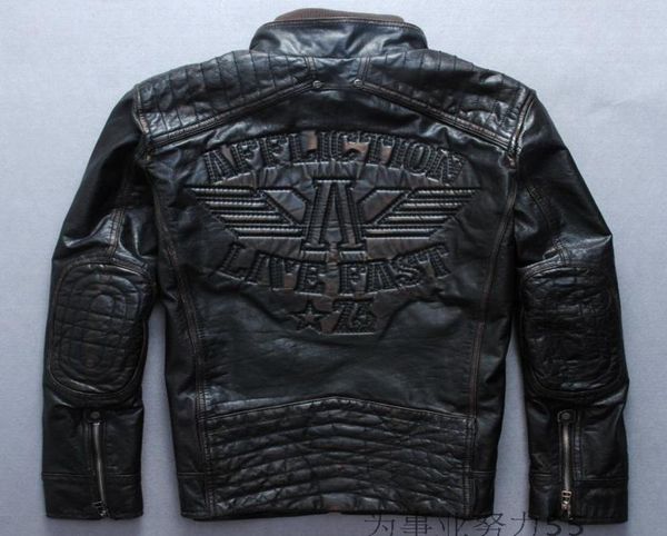 2018 affliction motorcycle leather jackets short style back embroidery a letter limited edition genuine leather jacket9673157, Black
2018 affliction motorcycle leather jackets short style back embroidery a letter limited edition genuine leather jacket9673157, Black