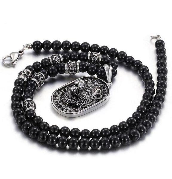 punk black glass bead link chain lion pendant necklace men women black rhinestones gold silver 316l stainless steel animal sweater4125398
punk black glass bead link chain lion pendant necklace men women black rhinestones gold silver 316l stainless steel animal sweater4125398