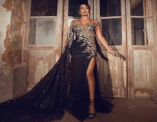 2021 black mermaid evening gowns sequins gold applique side split long prom gowns sweep train red carpet formal occasion dres7135540, Black;red
2021 black mermaid evening gowns sequins gold applique side split long prom gowns sweep train red carpet formal occasion dres7135540, Black;red