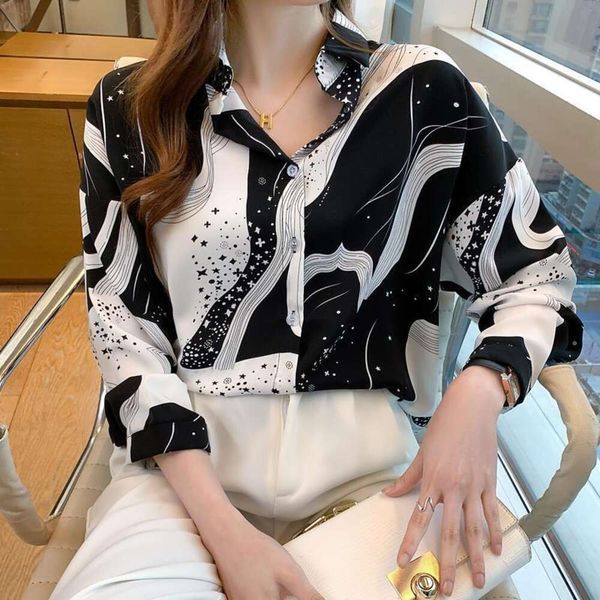 chic hong kong style retro womens blouses heavy chiffon blouse long sleeved printed niche commoner silk, White
chic hong kong style retro womens blouses heavy chiffon blouse long sleeved printed niche commoner silk, White