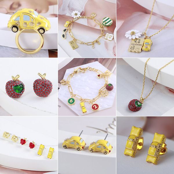 wedding jewelry sets cute lovely yellowe car apple heart for women copper gold plated fruit earring necklace bracelet ring gift 230809, Slivery;golden
wedding jewelry sets cute lovely yellowe car apple heart for women copper gold plated fruit earring necklace bracelet ring gift 230809, Slivery;golden