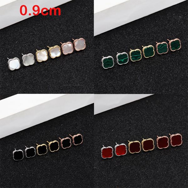 

designer earrings 0.9cm clover studs earring vintage four leaf clover stud stainless steel earings gold studs agate for women luxury wedding, Golden;silver