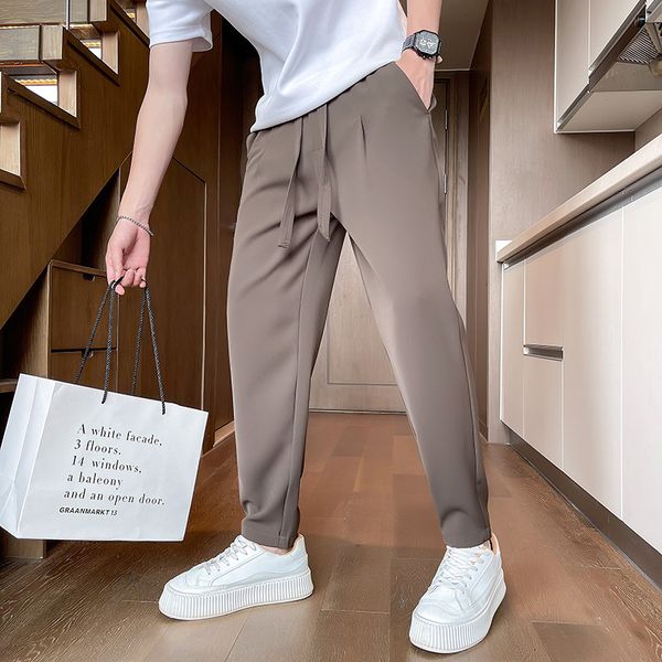 mens pants privathinker summer thin men cropped casual large drawstring suit trousers solid color korean style male bottoms 230809, Black
mens pants privathinker summer thin men cropped casual large drawstring suit trousers solid color korean style male bottoms 230809, Black