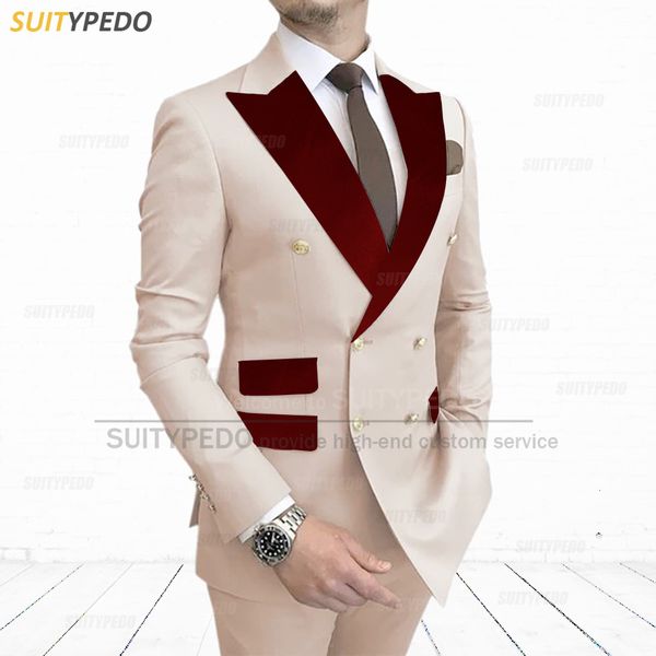 men's suits blazers fashion mens suit set outfit elegant burgundy velvet lapel jacket formal business men blazer pants 2pcs wedding gro, White;black
men's suits blazers fashion mens suit set outfit elegant burgundy velvet lapel jacket formal business men blazer pants 2pcs wedding gro, White;black