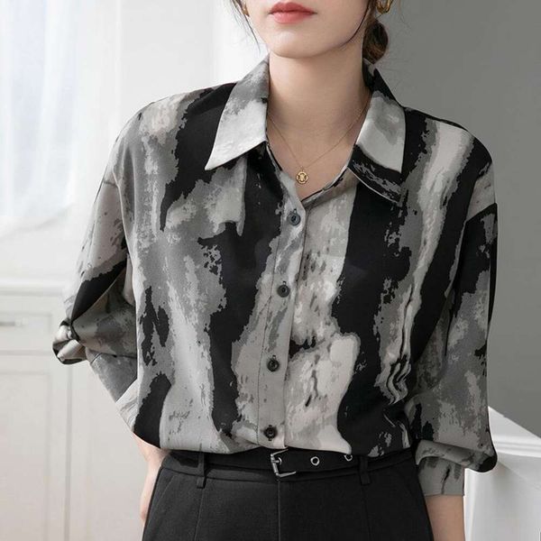 autumn ink tie dyed blouse blouses womens loose western style retract hong kong print long sleeved chiffon, White
autumn ink tie dyed blouse blouses womens loose western style retract hong kong print long sleeved chiffon, White