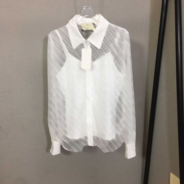 stripe design blouse designer womens letter mesh perspective lapel shirt size s-l 2pcs girl and suspended vest lining aug08, White
stripe design blouse designer womens letter mesh perspective lapel shirt size s-l 2pcs girl and suspended vest lining aug08, White