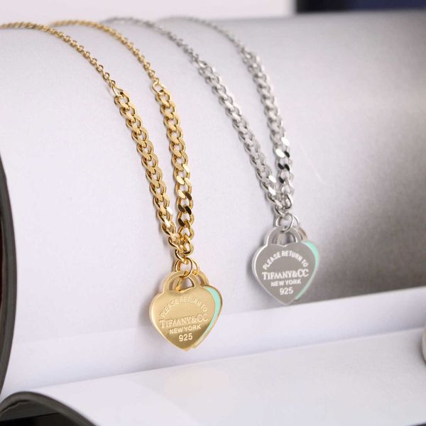 luxury tiff fashion brand jewelry titanium steel minimalist t family classic blue drop oil printed love necklace for women's stainless, Black
luxury tiff fashion brand jewelry titanium steel minimalist t family classic blue drop oil printed love necklace for women's stainless, Black