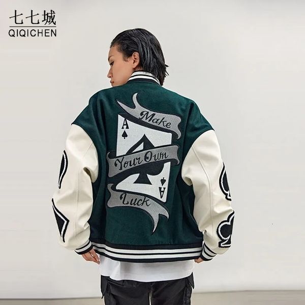 men's jackets playing card embroidery varsity jacket men spring autumn hip hop streetwear college baseball jackets harajuku bomber coat, Black;brown
men's jackets playing card embroidery varsity jacket men spring autumn hip hop streetwear college baseball jackets harajuku bomber coat, Black;brown